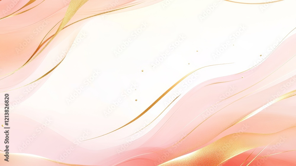 Abstract soft pink and gold waves creating a serene background, perfect for elegant designs and branding Abstract soft pink and gold waves creating a serene background, perfect for elegant designs and branding