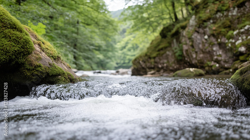 River Flowing Through Gorge...