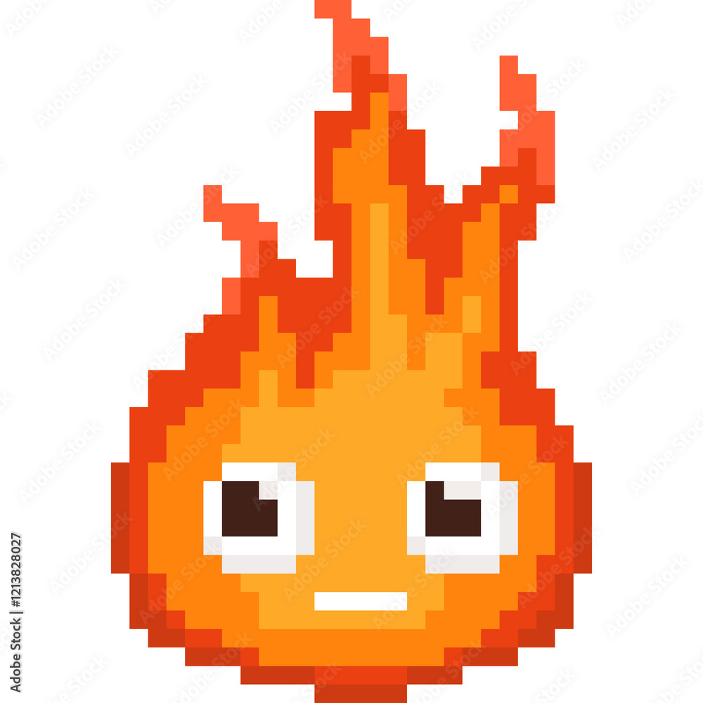 Fototapeta premium Pixel Cartoon Flame Monster Character