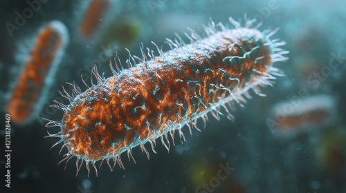 Microscopic Bacteria Cell 3D Render High Resolution Image