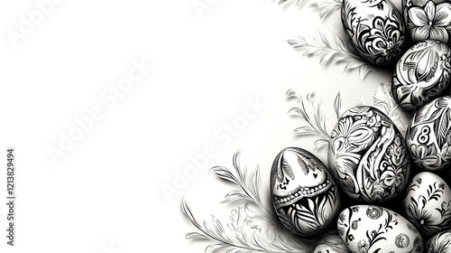 Elegant black and white easter egg design for greeting cards or posters