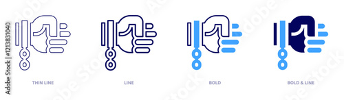 Slave labor icon in 4 different styles. Thin Line, Line, Bold, and Bold Line. Duotone style. Editable stroke