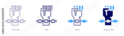 Slavery icon in 4 different styles. Thin Line, Line, Bold, and Bold Line. Duotone style. Editable stroke