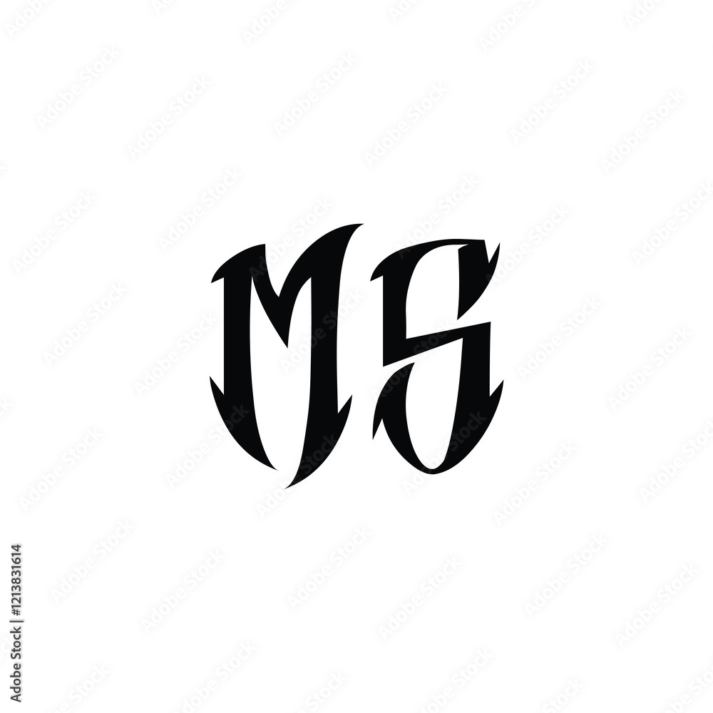 Obraz premium MS monogram logo design letter text name symbol monochrome logotype alphabet character simple logo