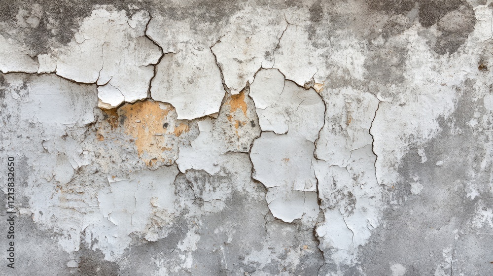 Fototapeta premium Cracked and damaged white wall texture background
