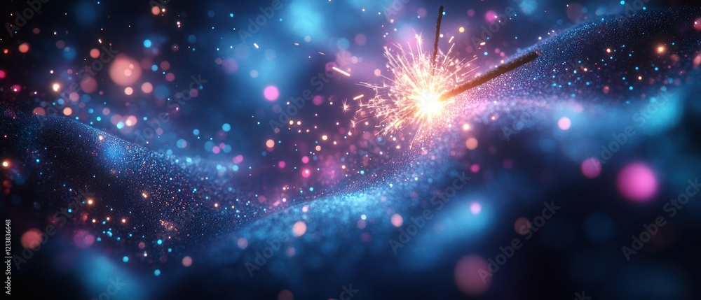 Colorful sparkle explosion in cosmic background Colorful sparkle explosion in cosmic background