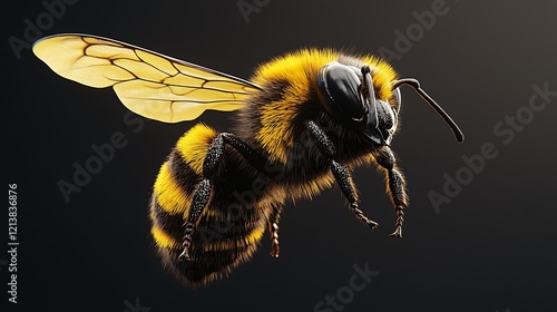 Golden Hour Bee: A Close-Up of a Honeybee in Flight photo