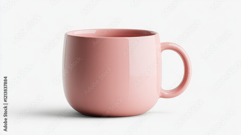 A Scandinavian-inspired coffee mug in pastel pink with a minimal round handle, isolated on a white background A Scandinavian-inspired coffee mug in pastel pink with a minimal round handle, isolated on a white background