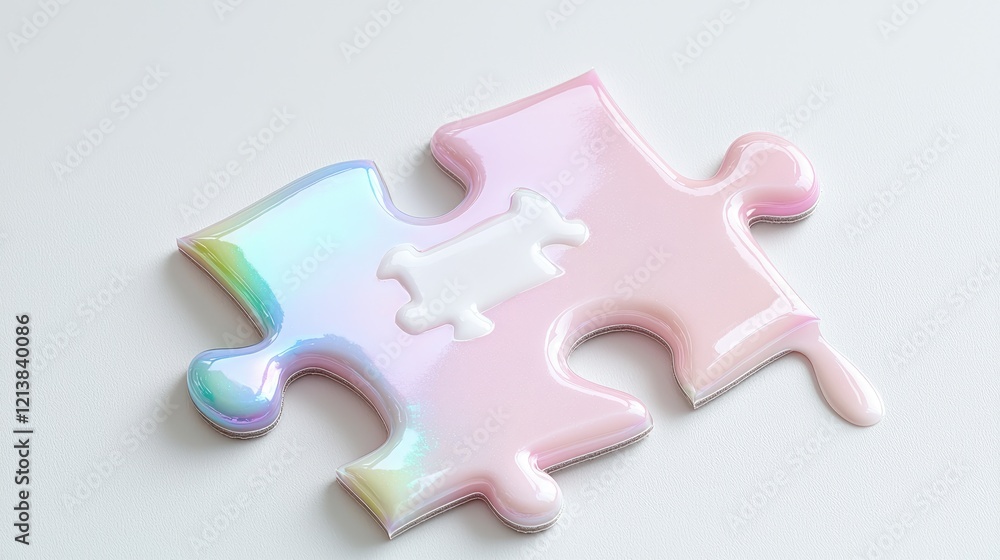Melted pastel puzzle pieces on white background, teamwork concept, website design Melted pastel puzzle pieces on white background, teamwork concept, website design