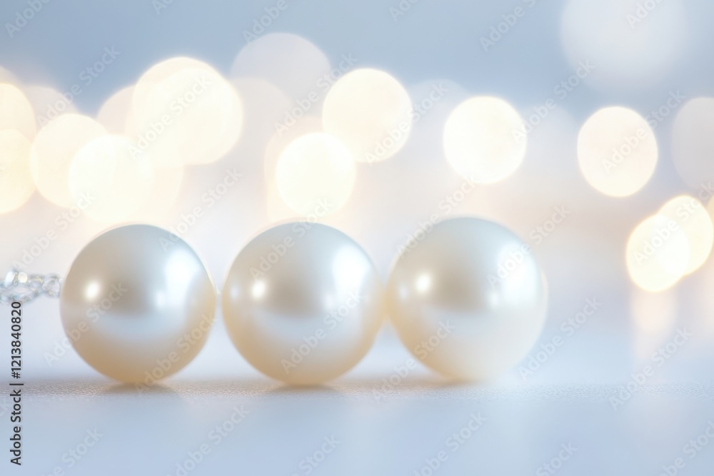 Elegant pearls shimmer against a soft bokeh backdrop, creating a delicate and enchanting ambiance in a serene setting. Generative AI Elegant pearls shimmer against a soft bokeh backdrop, creating a delicate and enchanting ambiance in a serene setting. Generative AI
