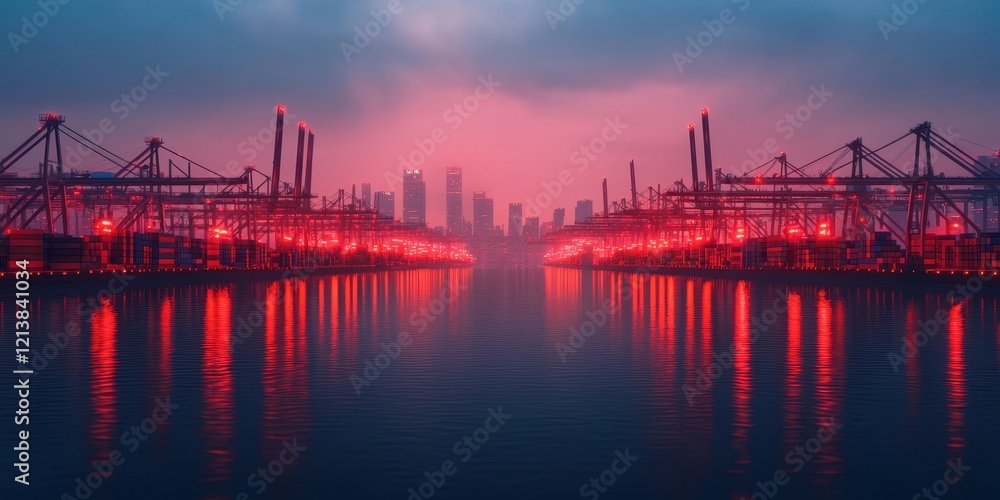 Luminous Skyline Above Harbor at Twilight Luminous Skyline Above Harbor at Twilight
