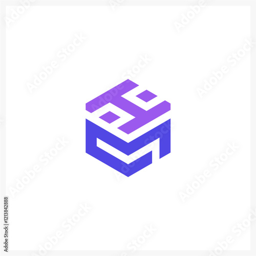  letter hm logo polygon shape photo