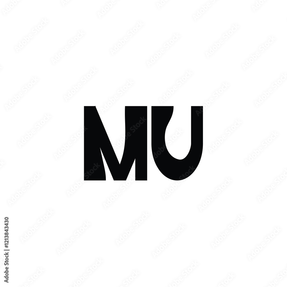 Obraz premium MU monogram logo design letter text name symbol monochrome logotype alphabet character simple logo