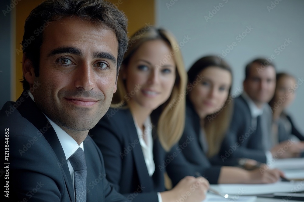 Successful business group of people at work in office, Generative AI Successful business group of people at work in office, Generative AI