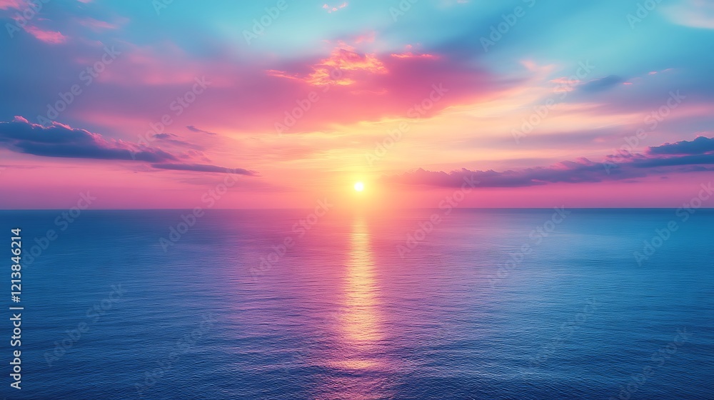 Fototapeta premium Serene Sunset Over Calm Ocean Waters
