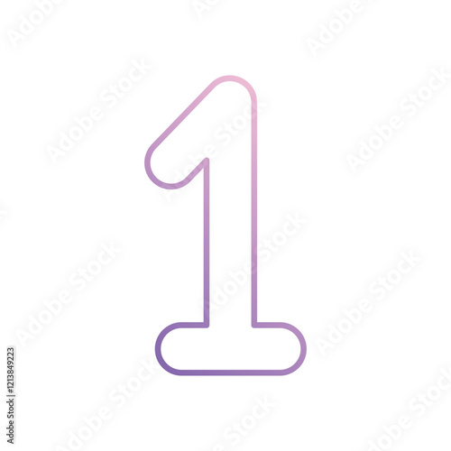 Number 1 icon isolated on a white background. Vector illustration.