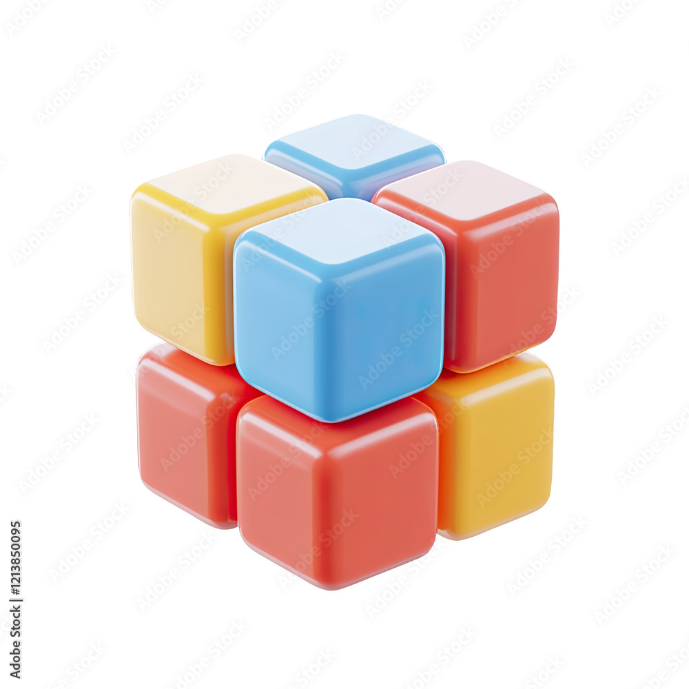 Obraz premium Colorful cubes structure, white background