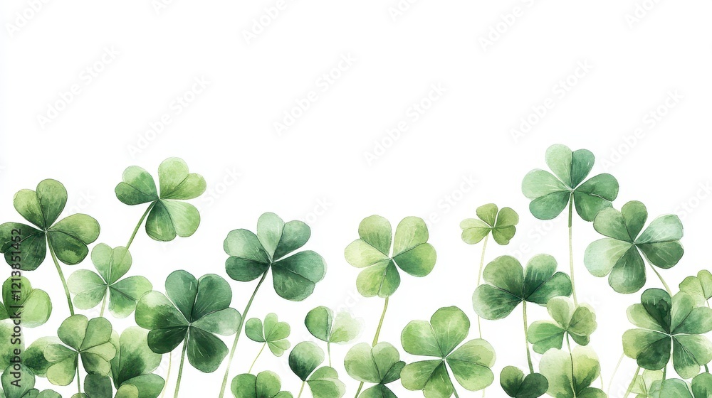Watercolor clover isolated on white background, Lucky clover leaves with four leaf,Clover flowers background,Patricks day watercolor clipart,Spring flower pattern,St. Patrick s day seamless pattern. Watercolor clover isolated on white background, Lucky clover leaves with four leaf,Clover flowers background,Patricks day watercolor clipart,Spring flower pattern,St. Patrick s day seamless pattern.