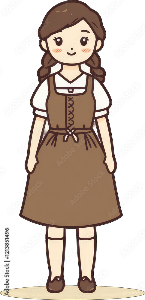 Adorable Girl Wearing Brown Dress And White Blouse Adorable Girl Wearing Brown Dress And White Blouse