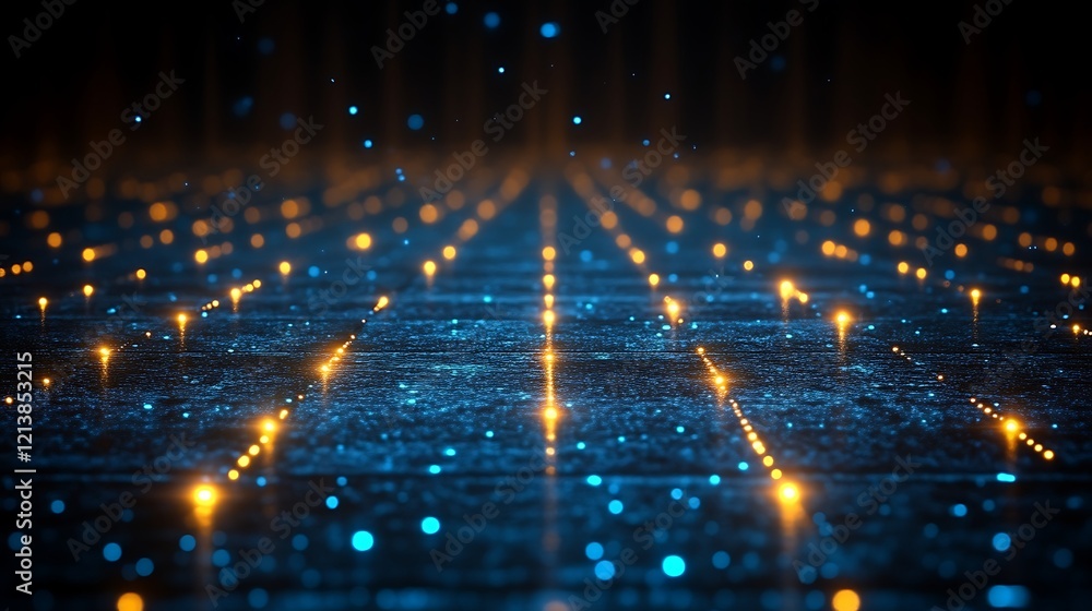 Fototapeta premium Abstract Blue And Orange Light Trails On Dark Surface