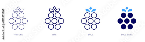 Blackberry icon in 4 different styles. Thin Line, Line, Bold, and Bold Line. Duotone style. Editable stroke