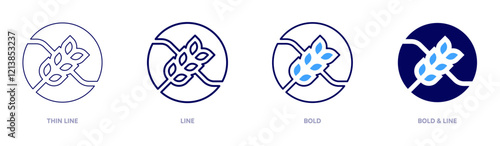 Celiac icon in 4 different styles. Thin Line, Line, Bold, and Bold Line. Duotone style. Editable stroke