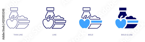 Breakfast icon in 4 different styles. Thin Line, Line, Bold, and Bold Line. Duotone style. Editable stroke