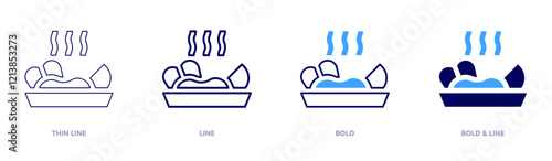 Ceviche icon in 4 different styles. Thin Line, Line, Bold, and Bold Line. Duotone style. Editable stroke