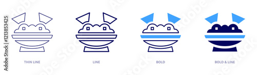 Guacamole icon in 4 different styles. Thin Line, Line, Bold, and Bold Line. Duotone style. Editable stroke