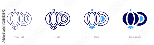 Onion icon in 4 different styles. Thin Line, Line, Bold, and Bold Line. Duotone style. Editable stroke