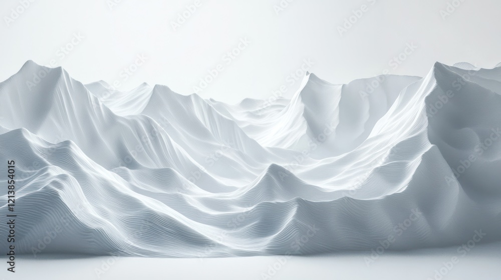 Obraz premium A high-detail photo of a snowdrift with wind-sculpted ridges and natural light gradients, sharply isolated against a white backdrop