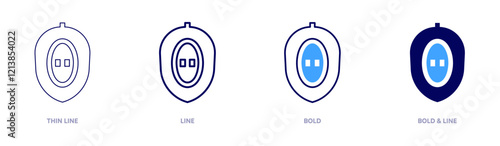 Sapodilla icon in 4 different styles. Thin Line, Line, Bold, and Bold Line. Duotone style. Editable stroke