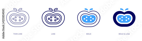 Tomato icon in 4 different styles. Thin Line, Line, Bold, and Bold Line. Duotone style. Editable stroke