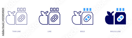Vitamins icon in 4 different styles. Thin Line, Line, Bold, and Bold Line. Duotone style. Editable stroke