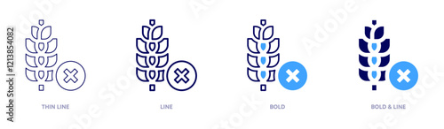Wheat icon in 4 different styles. Thin Line, Line, Bold, and Bold Line. Duotone style. Editable stroke