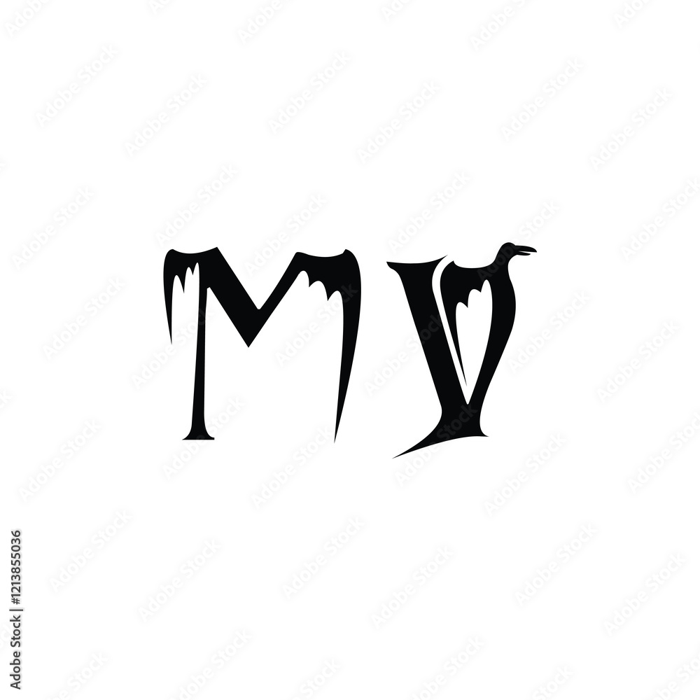Obraz premium MV monogram logo design letter text name symbol monochrome logotype alphabet character simple logo