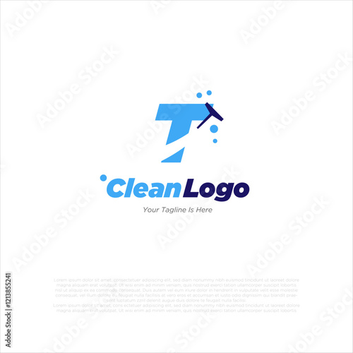 Letter T with windows cleaning logo