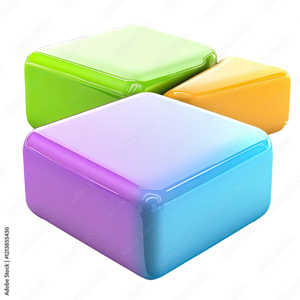 Colorful blocks puzzle, white background, solution Colorful blocks puzzle, white background, solution