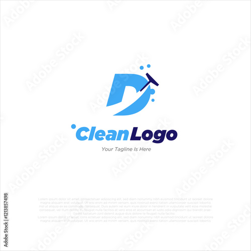 Letter D with windows cleaning logo