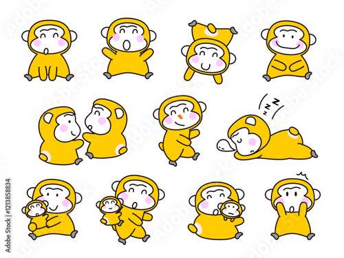 かわいいサルの表情セット