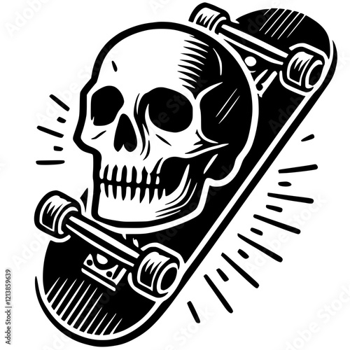 Skull skateboard silhouette