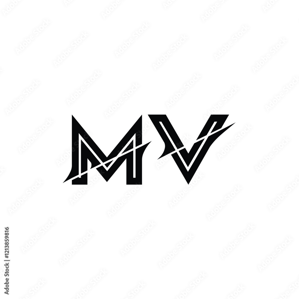 MV monogram logo design letter text name symbol monochrome logotype alphabet character simple logo MV monogram logo design letter text name symbol monochrome logotype alphabet character simple logo