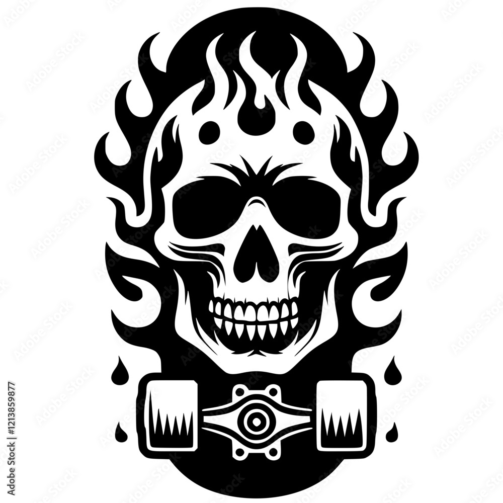 Fototapeta premium Skull skateboard silhouette