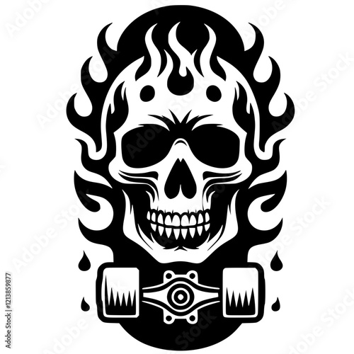 Skull skateboard silhouette