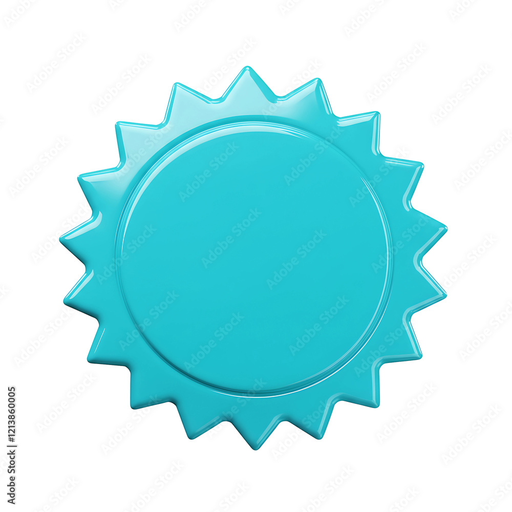 Glossy 3D Teal Starburst Icon On Transparent Background
Glossy 3D Teal Starburst Icon On Transparent Background