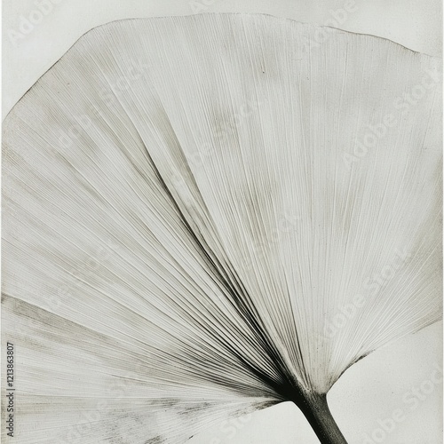 Abstract macro shot of ginkgo leaf with soft details, aesthetic content for social media marketing, website background, blog cover
