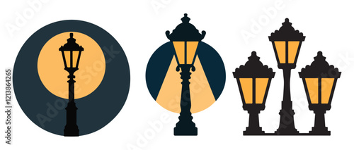 lamp post icon silhouette, Lamp post vector illustration