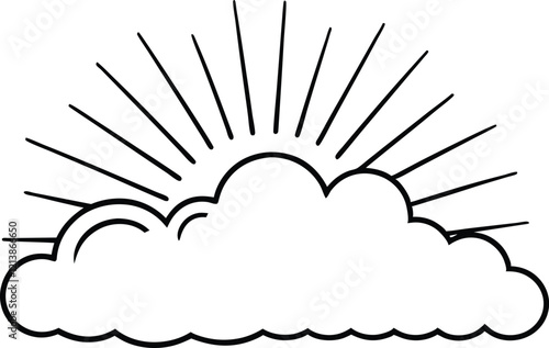 Sunrise Cloud Burst Rays Weather Sunny Sky Dawn Light Outline