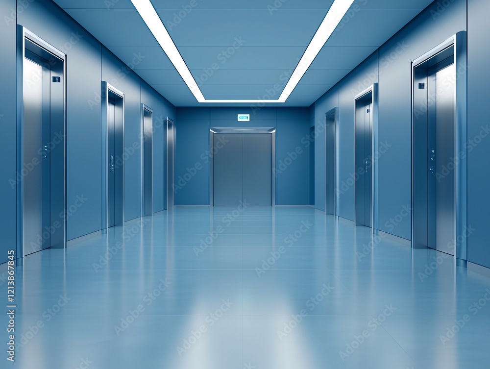 Fototapeta premium information records access, glowing futuristic keys, sleek door portals, sci-fi lighting effects, ultra-modern minimalist environment, clean design execution, premium user focus, sharp detailing,