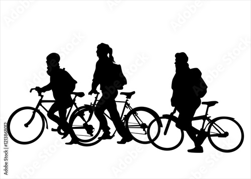 Sport people whit bike on white background